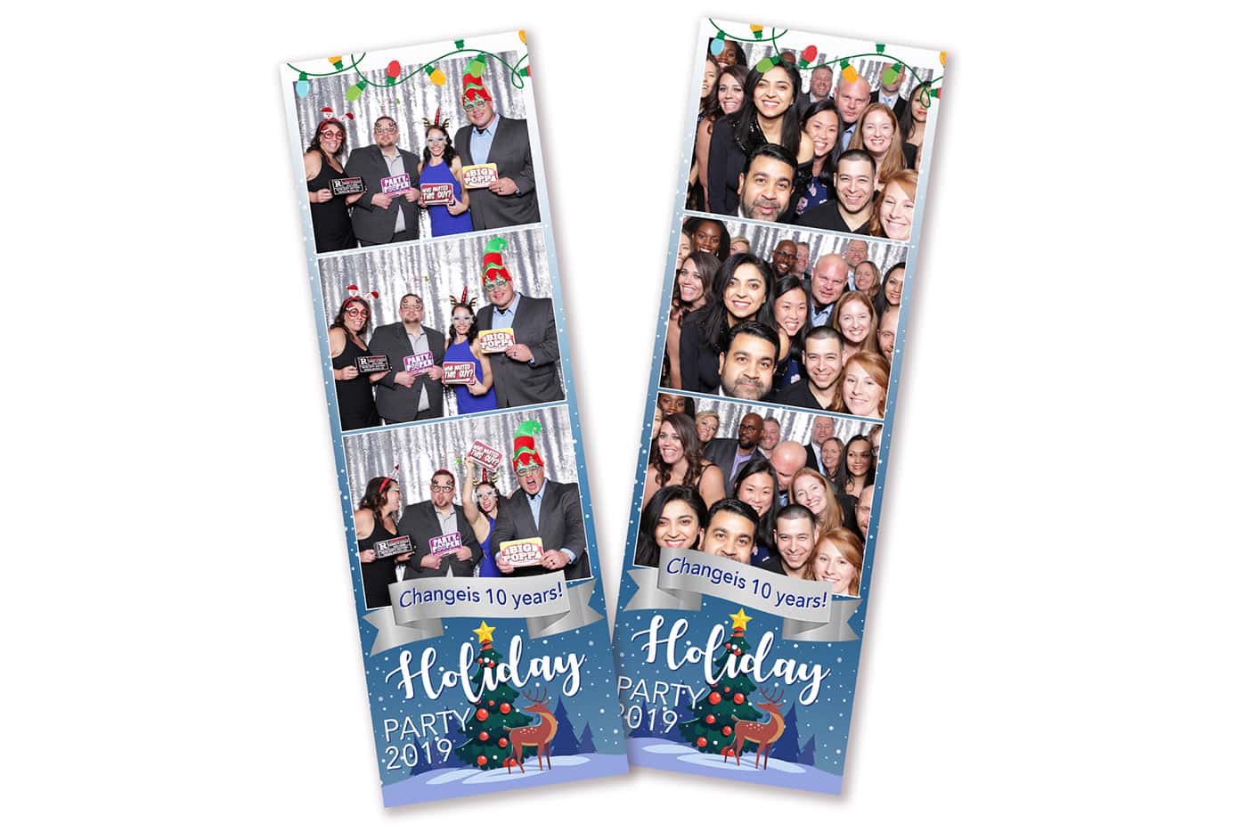 christmas tree with reindeer winter scene photo booth template