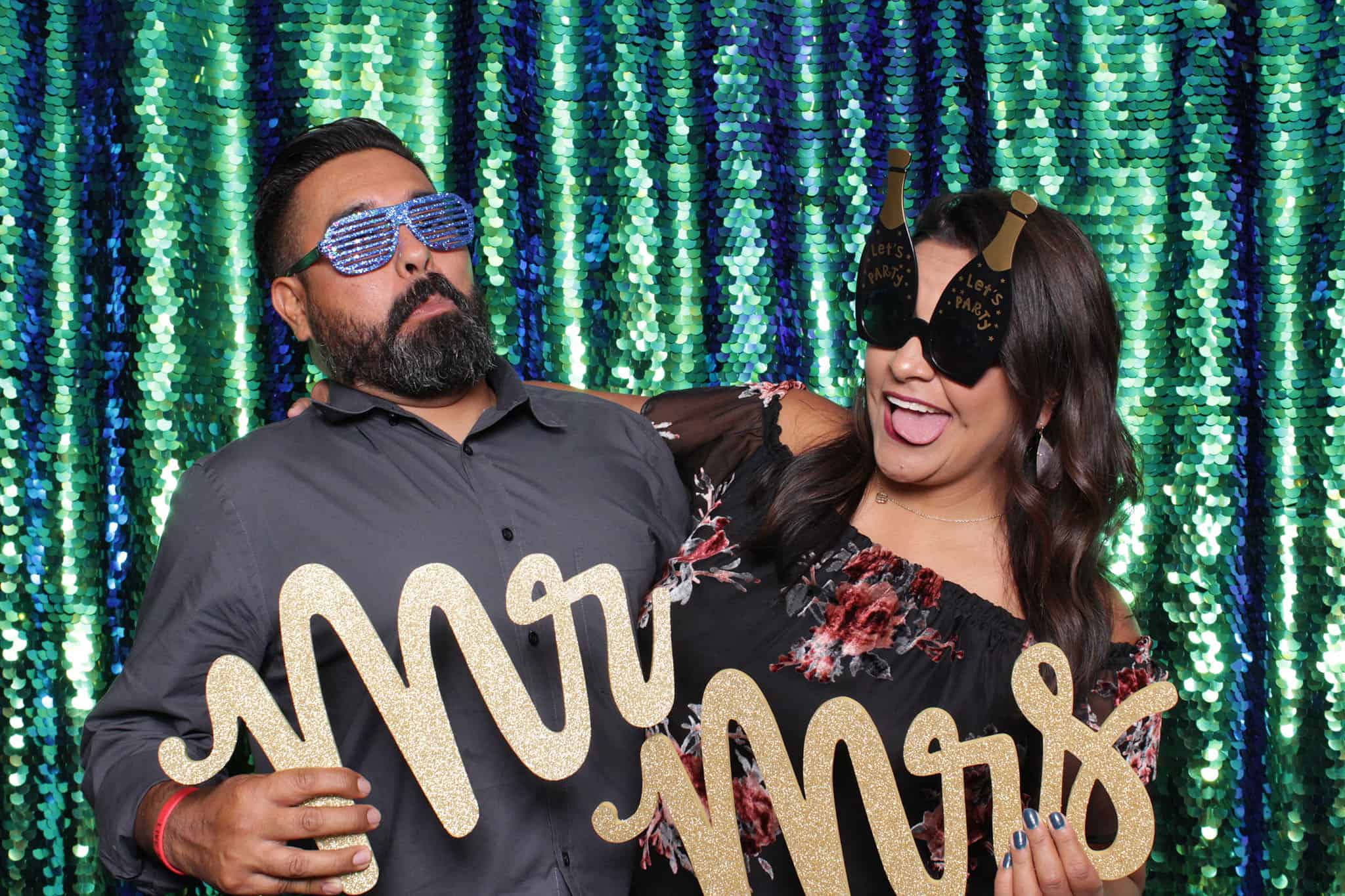 peacock sequin photo booth at The Manor