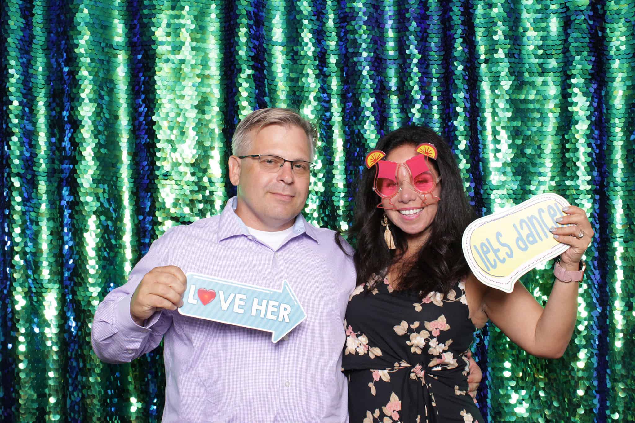 peacock sequin photo booth at The Manor
