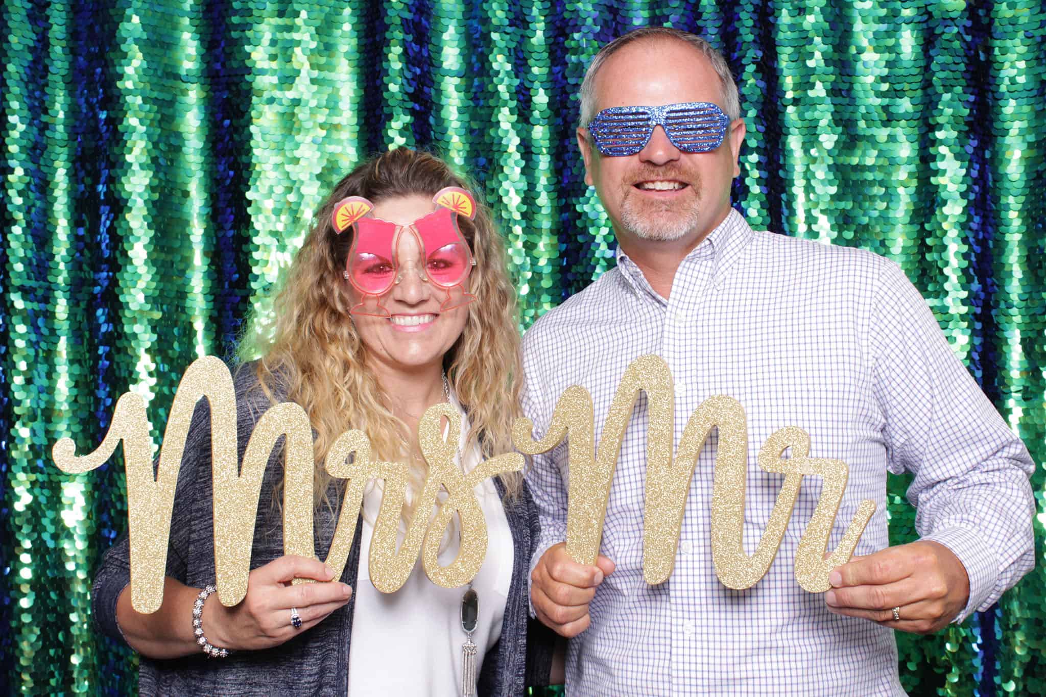 peacock sequin photo booth at The Manor
