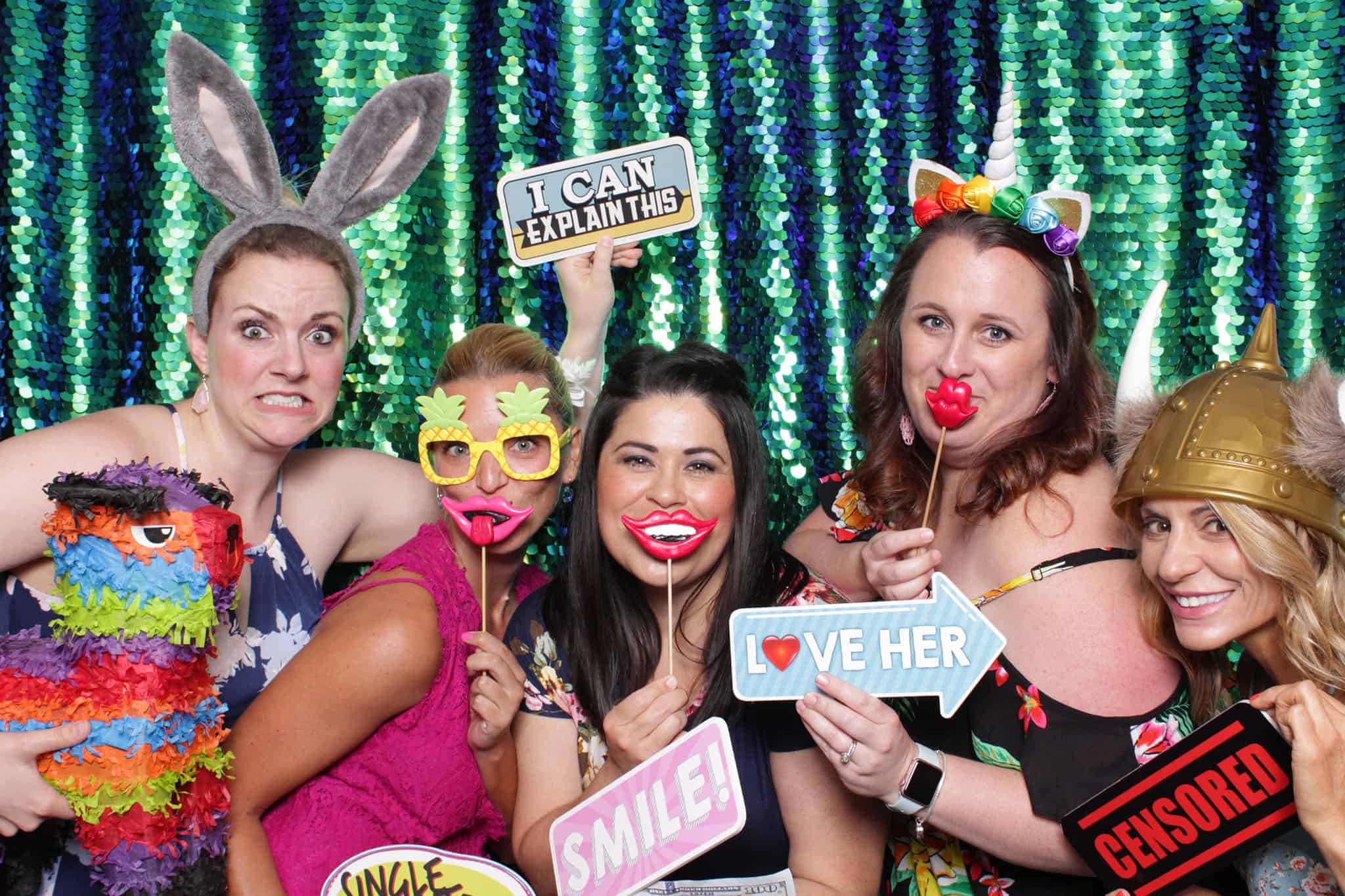 peacock sequin photo booth at The Manor
