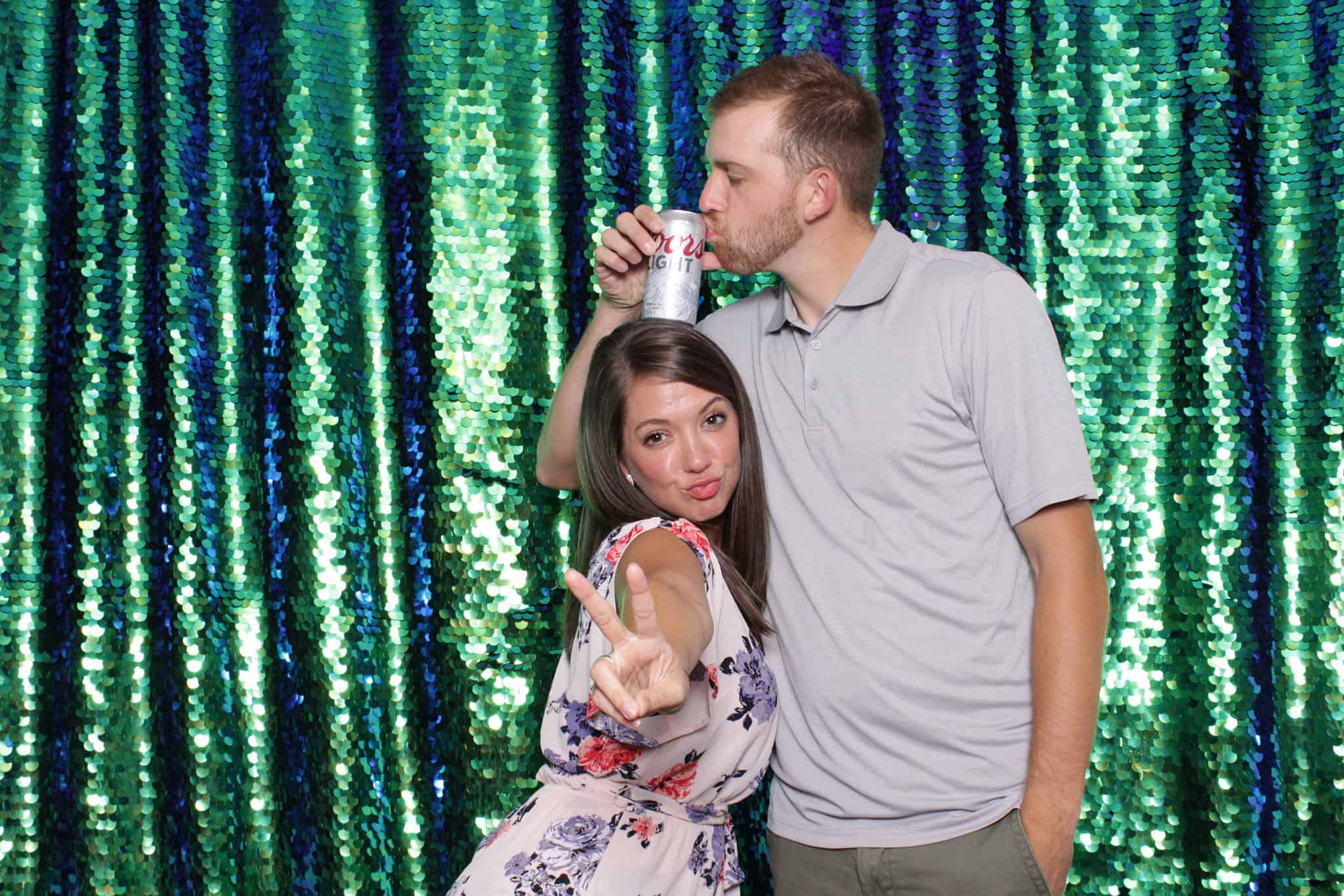 peacock sequin photo booth at The Manor