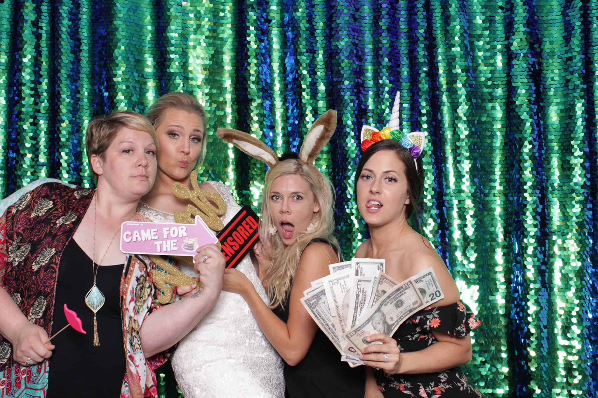 peacock sequin photo booth at The Manor