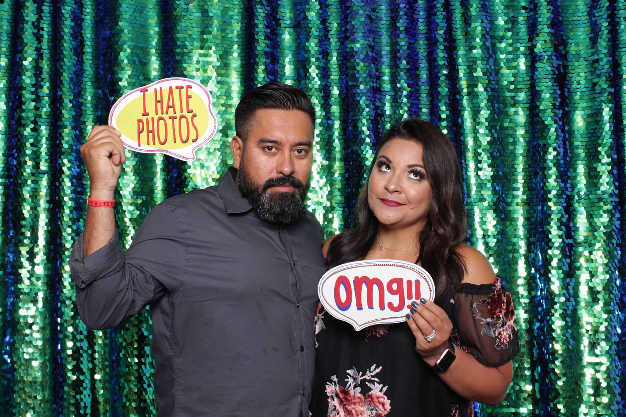 peacock sequin photo booth at The Manor