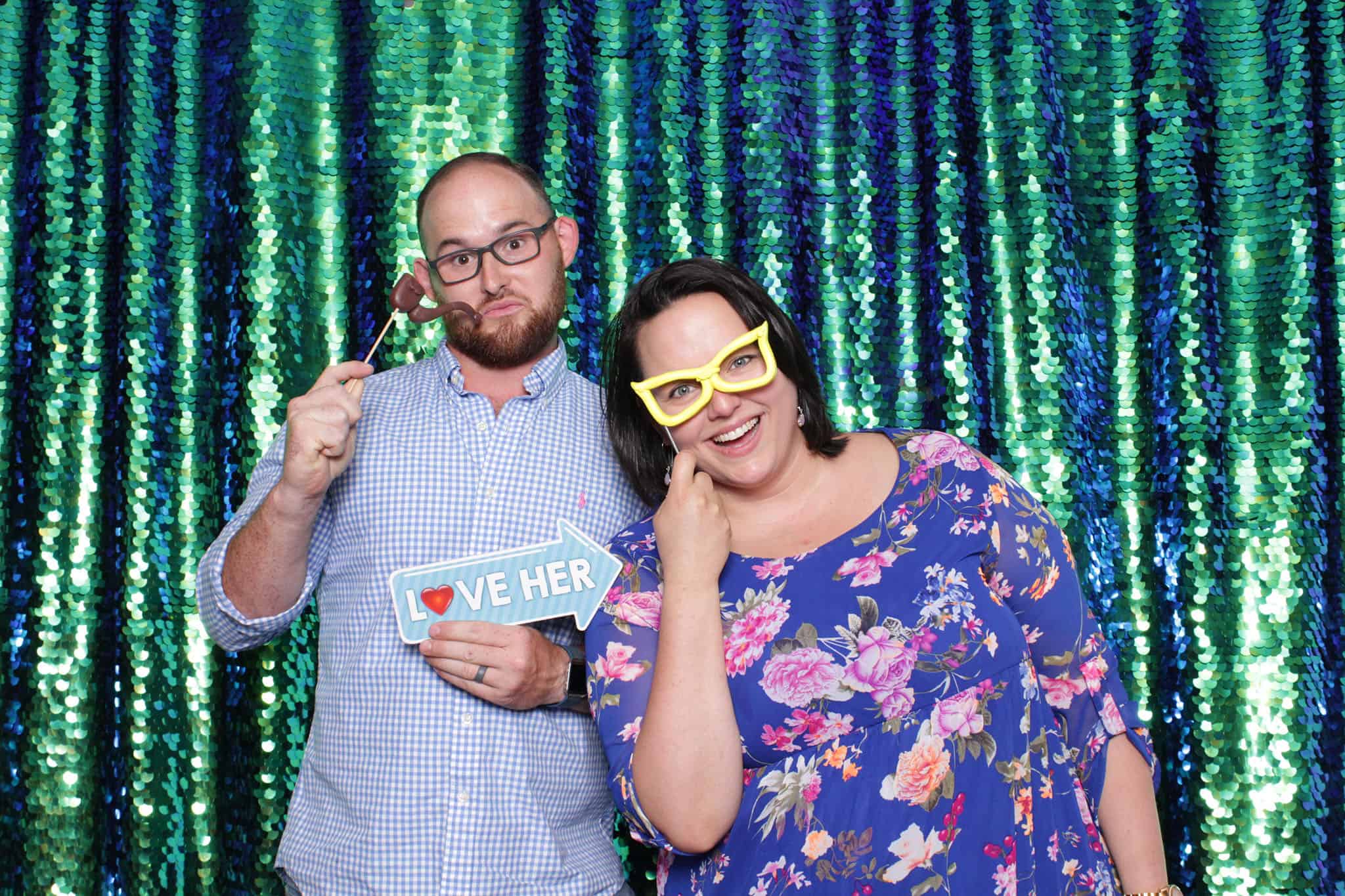 peacock sequin photo booth at The Manor