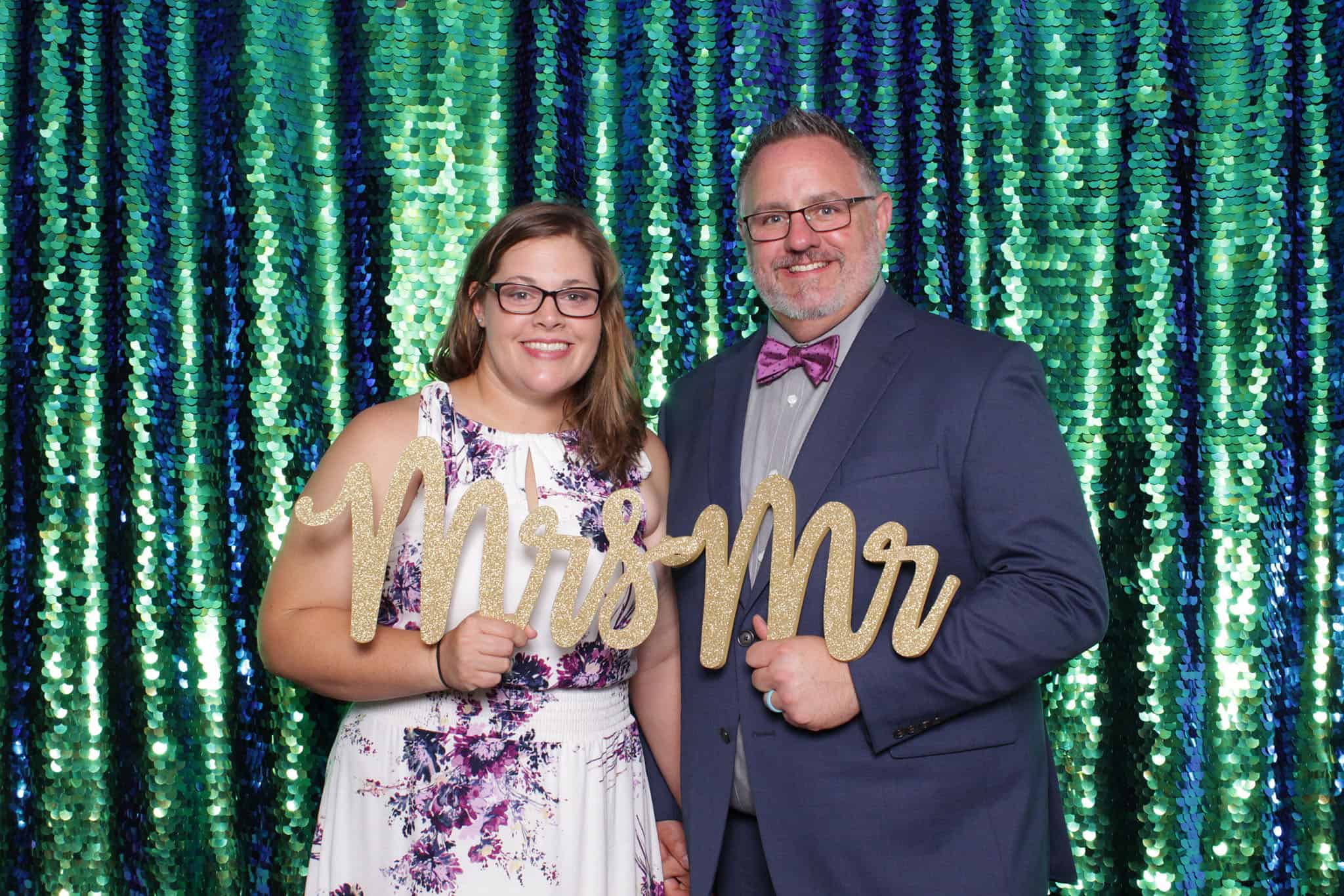 peacock sequin photo booth at The Manor