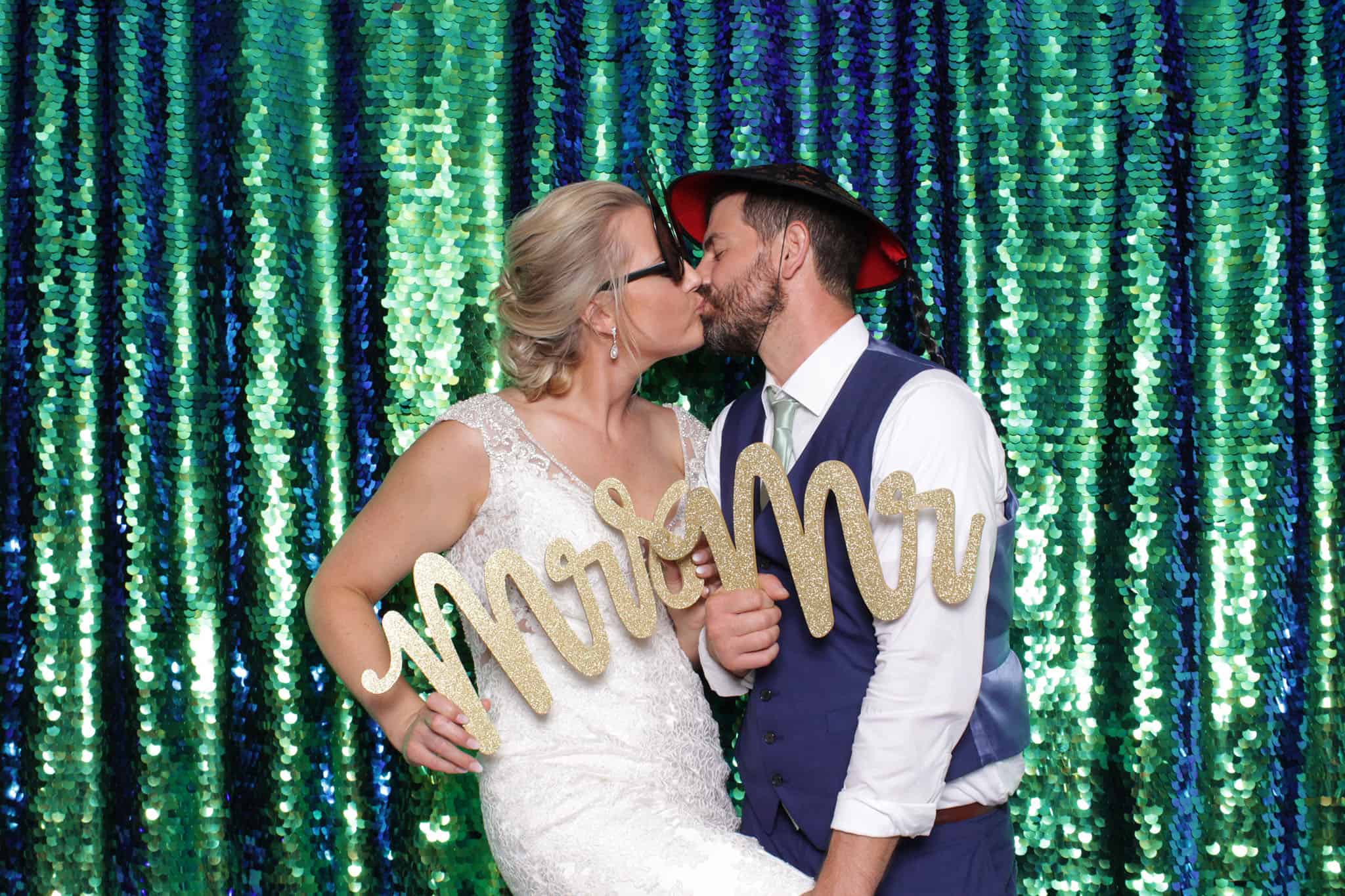 peacock sequin photo booth at The Manor