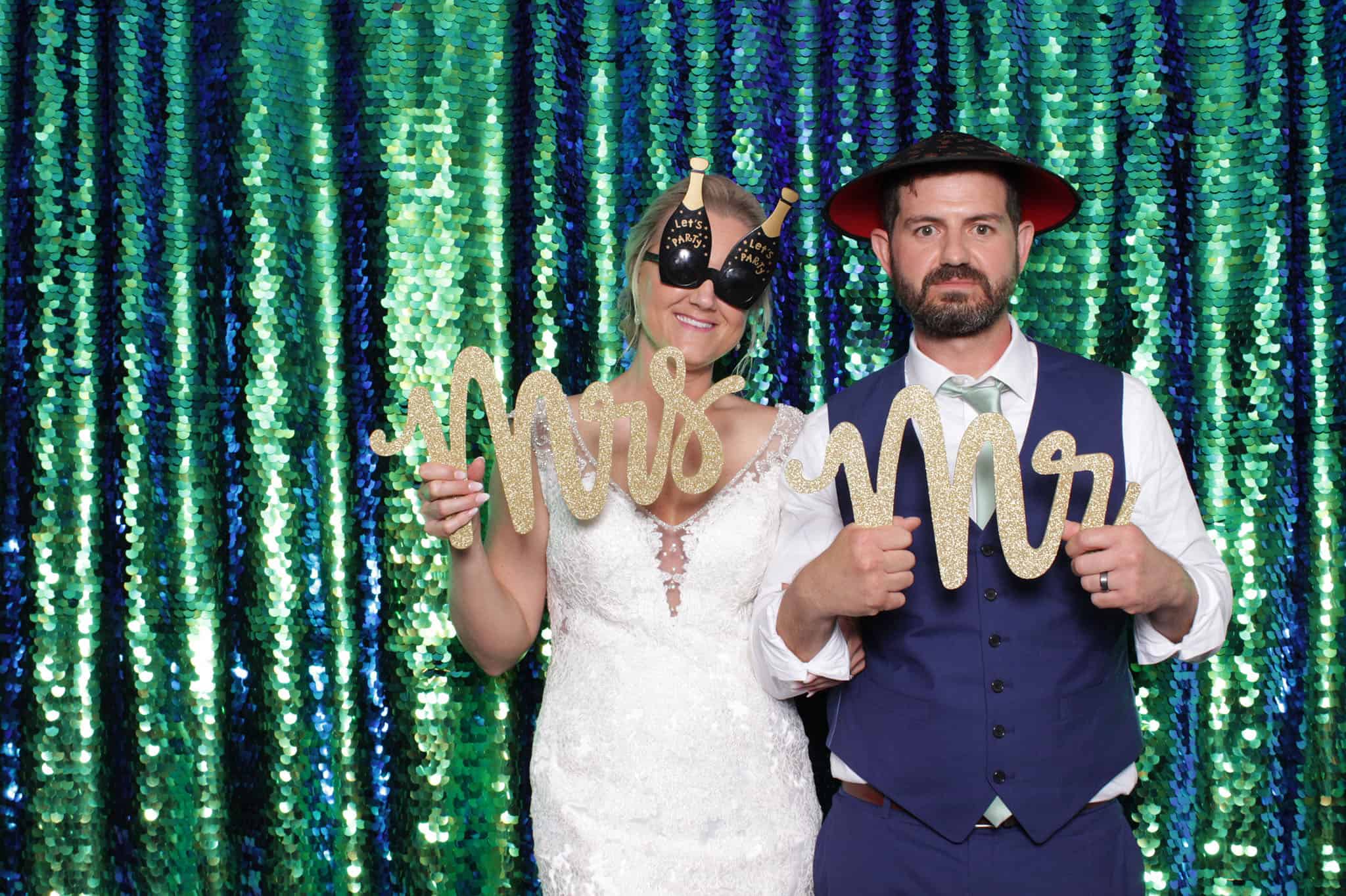 peacock sequin photo booth at The Manor