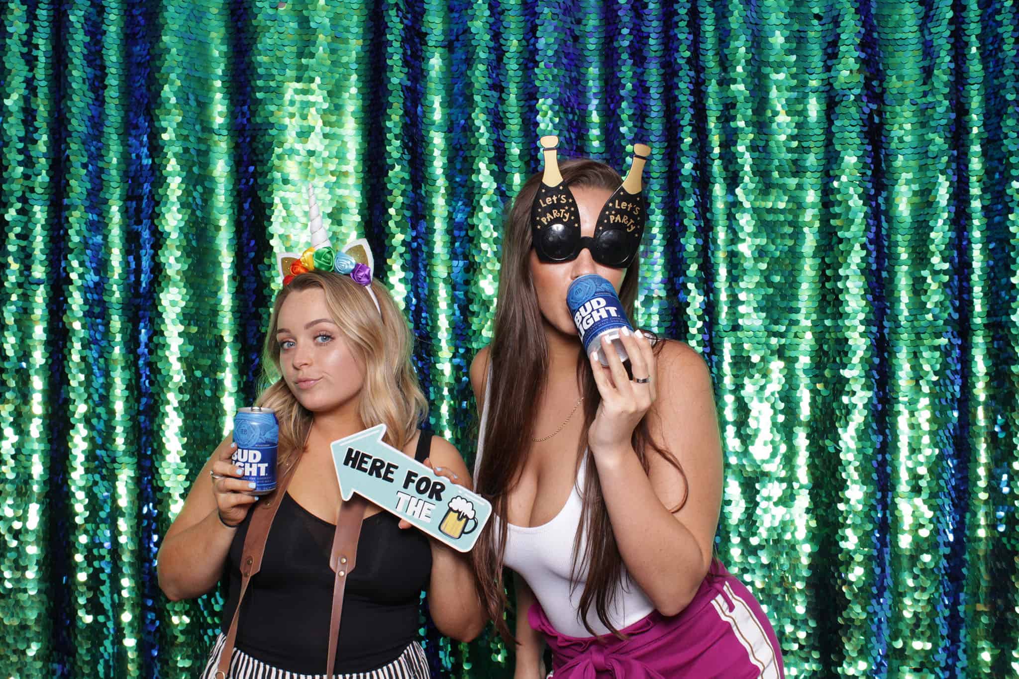 peacock sequin photo booth at The Manor