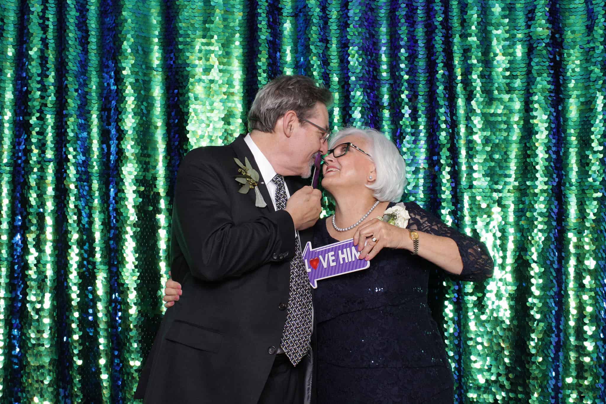 peacock sequin photo booth at The Manor